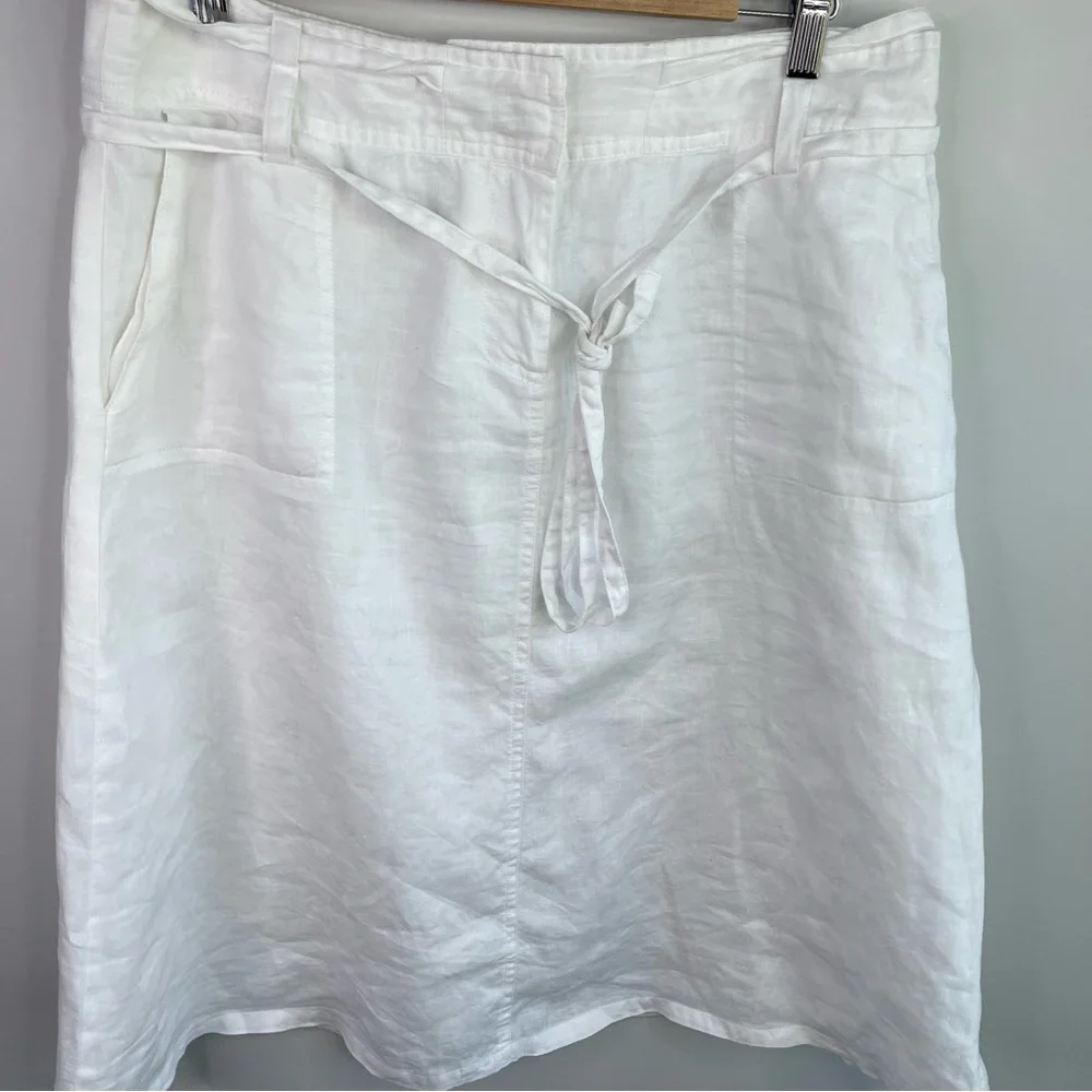 Saint Tropez West White Linen Skirt Size 12 - Picture 7 of 9